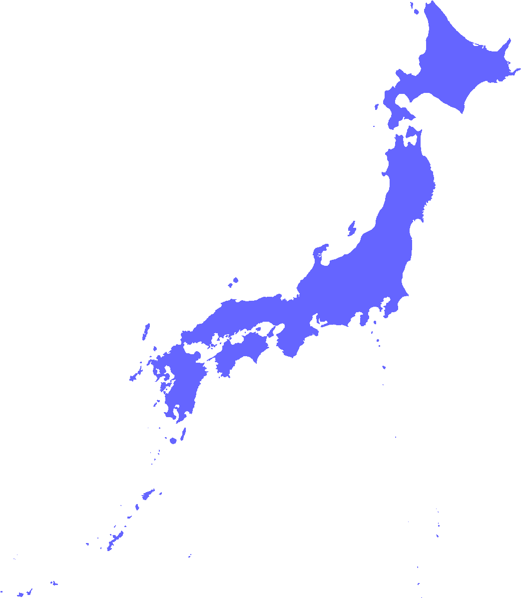 Japan Map Silhouette Blueon Gray