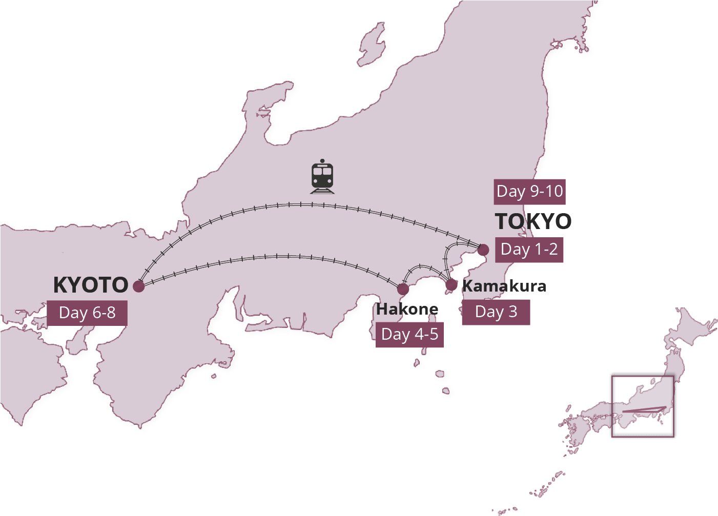 Japan Travel Itinerary Map Tokyo Kyoto