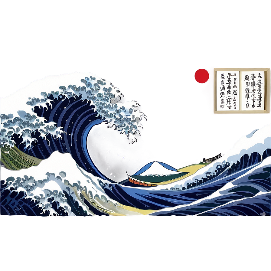 Japanese Wave Print Png Ban58