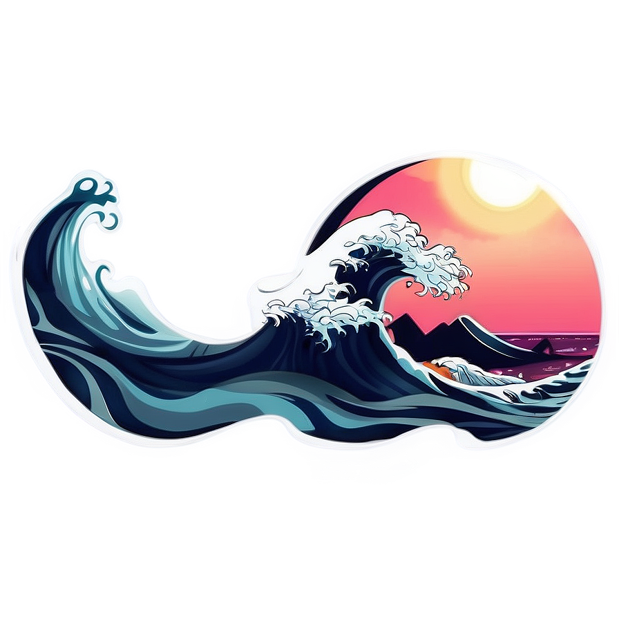 Japanese Wave Sunset Png 06242024