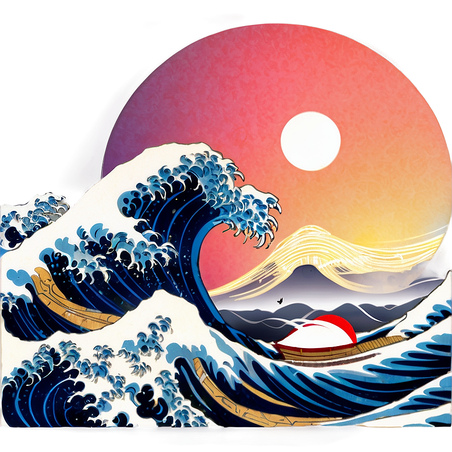 Japanese Wave Sunset Png Ytw