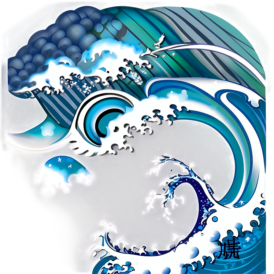 Japanese Wave Tattoo Design Png Kbh64