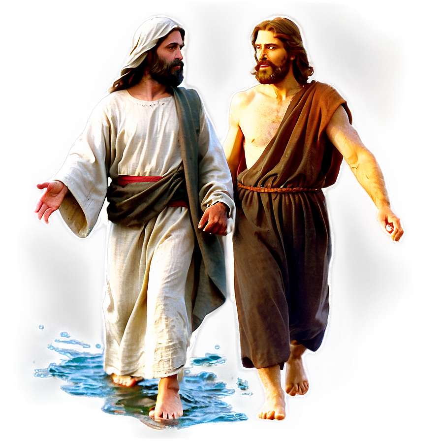 Jesus And Peter Walking On Water Png Dph50