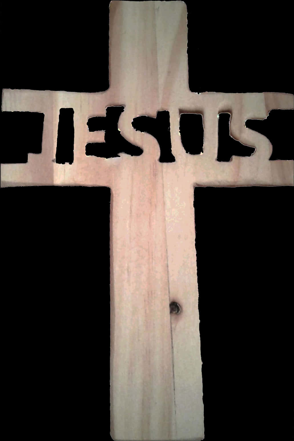 Jesus Cutout Cross Wooden Background
