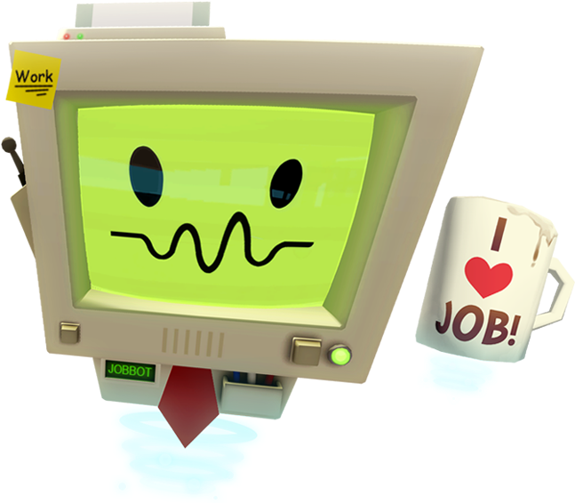 Job Bot Cartoon Character Computer