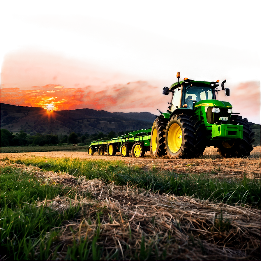 John Deere Tractor At Sunset Png Yfc