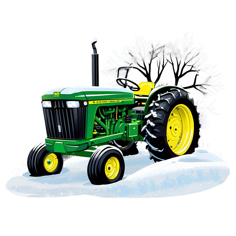 John Deere Tractor In Winter Scene Png Qyw