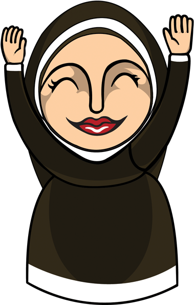 Joyful Cartoon Nun