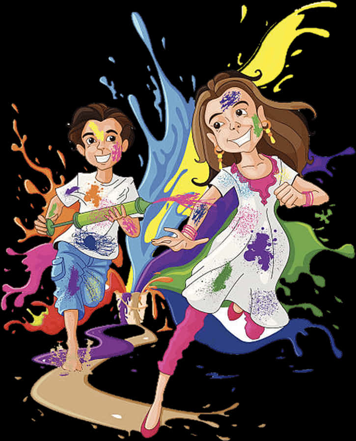 Joyful Holi Celebration Animated