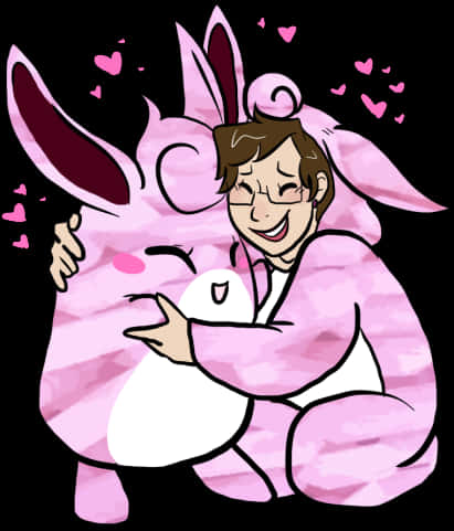 Joyful Hugwith Pink Pokemon