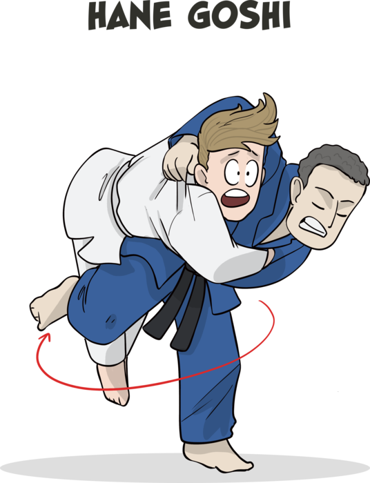 Judo Hane Goshi Throw Illustration