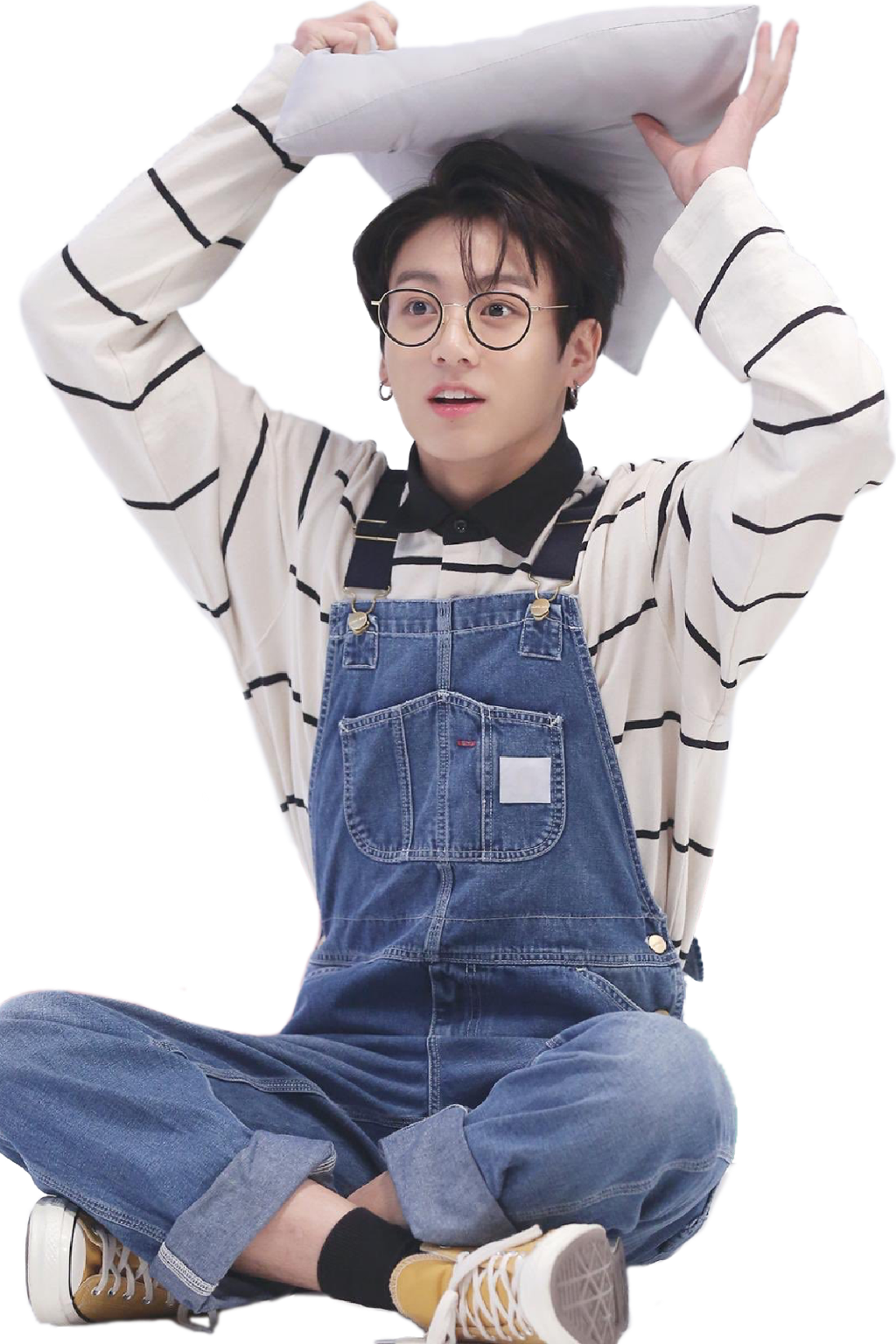 Jungkookin Striped Shirtand Denim Overalls