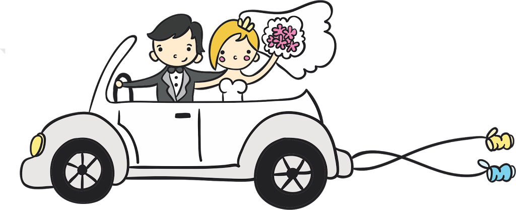 Just Married Couple Car Celebration
