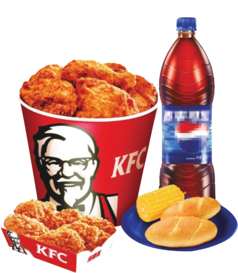 K F C Meal Combo Fried Chicken Soda Bread Corn