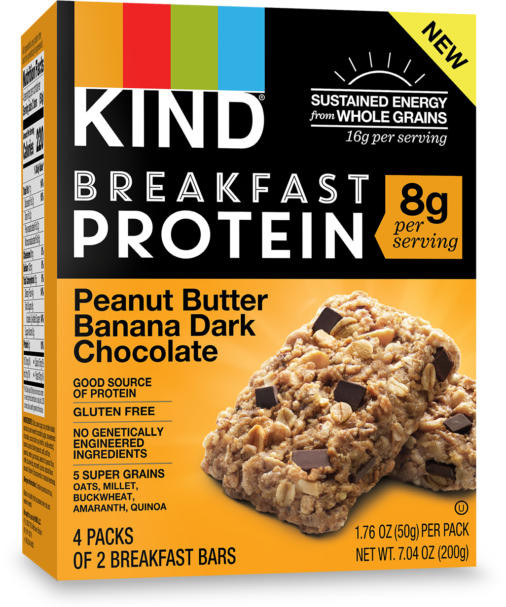 K I N D Breakfast Protein Bars Peanut Butter Banana Dark Chocolate