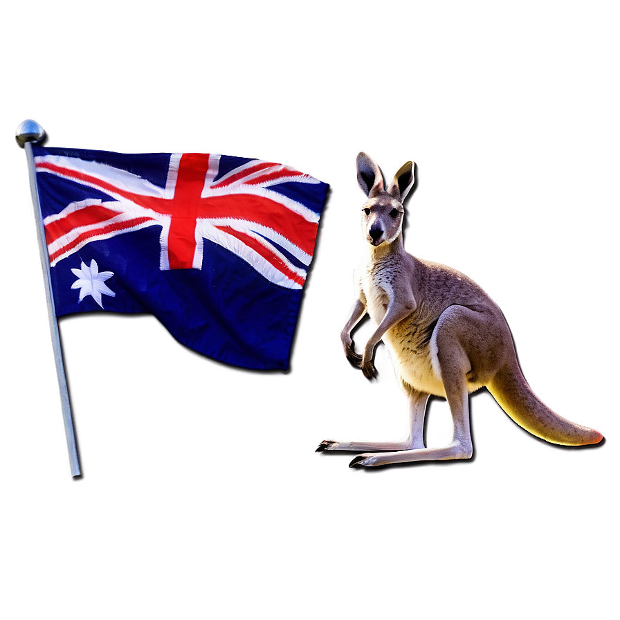 Kangaroo With Australian Flag Png 34