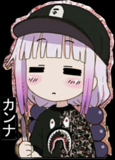 Kanna_ Camouflage_ Cap_ Anime_ Character