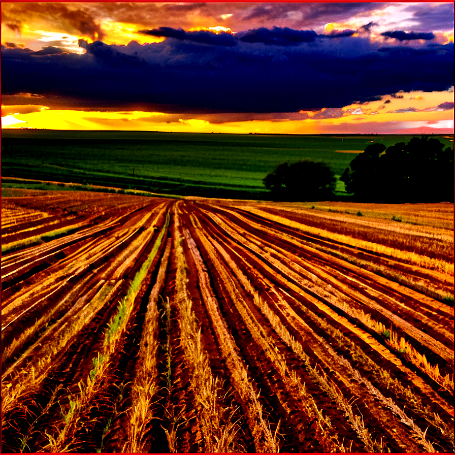 Kansas Sunset Over Farmland Png 06202024