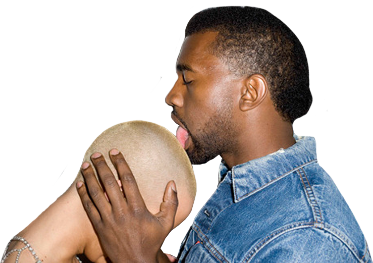 Kanye West Licking Bald Head