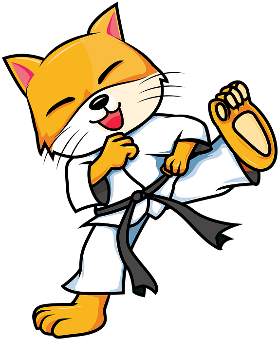 Karate Cat Cartoon Laughing.png