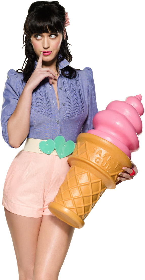 Katy Perry Holding Giant Ice Cream Cone