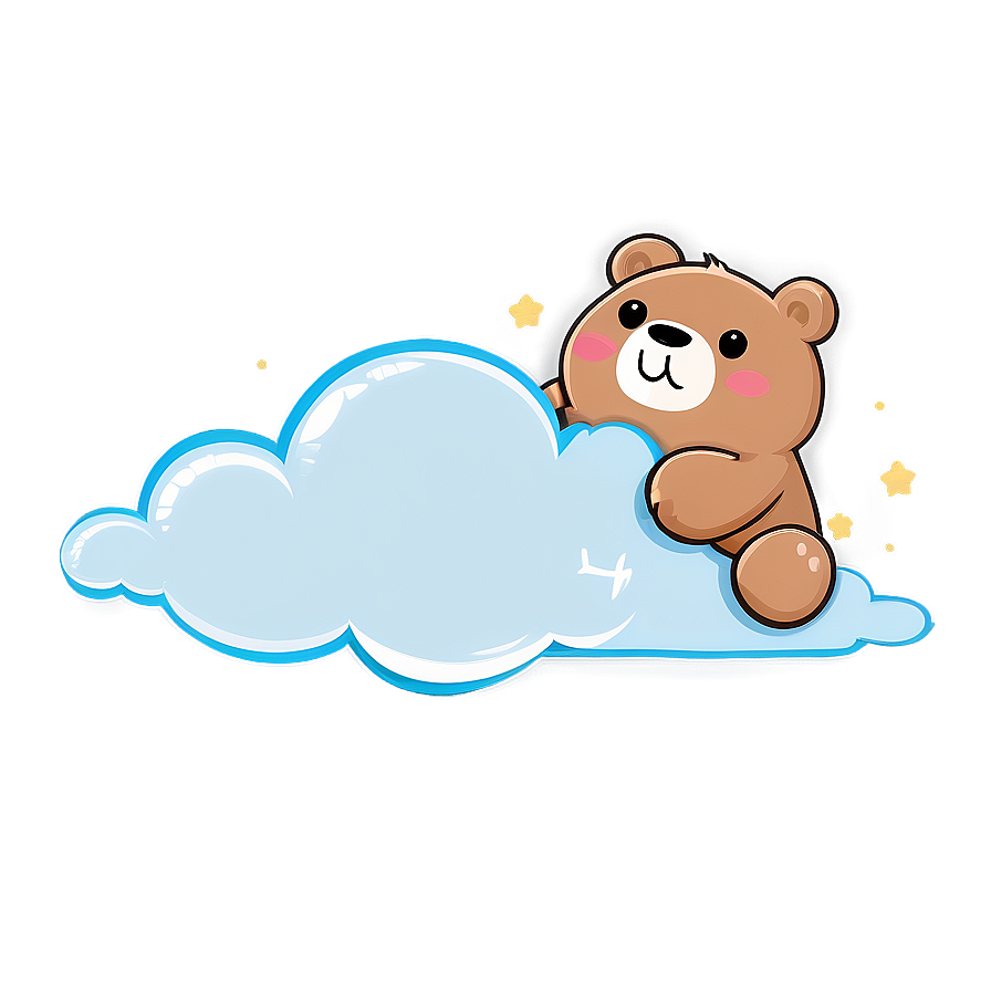 Kawaii Bear On Cloud Png 06292024