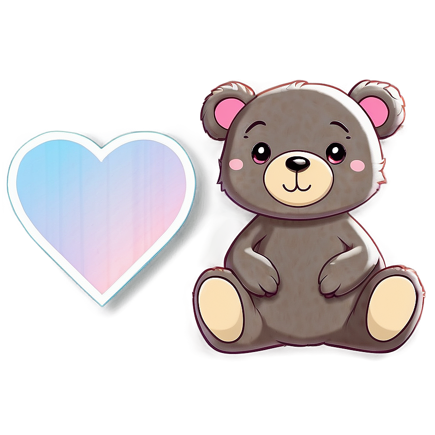 Kawaii Bear With Heart Png 06292024