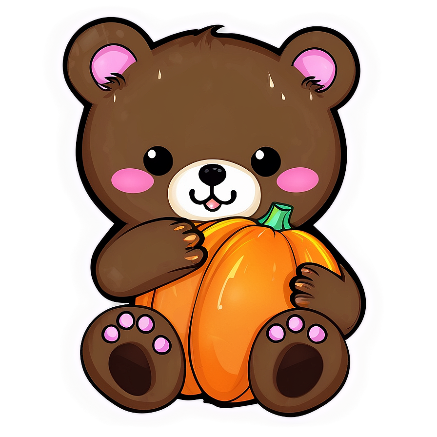 Kawaii Bear With Pumpkin Png Iwc