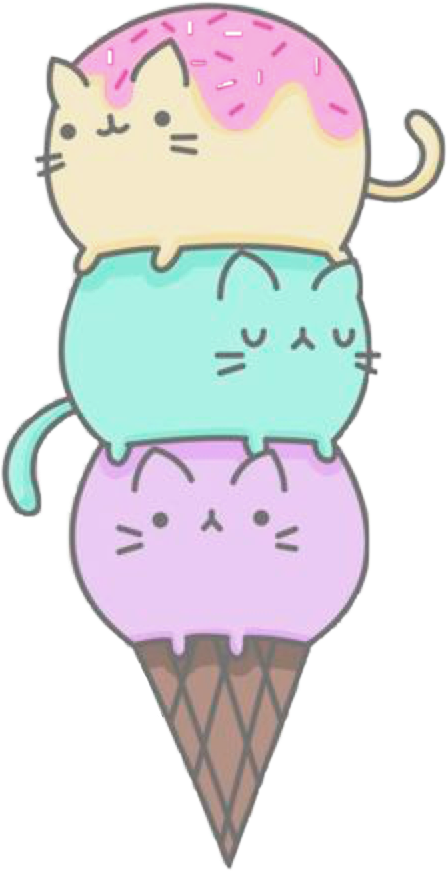 Kawaii Cat Ice Cream Stack