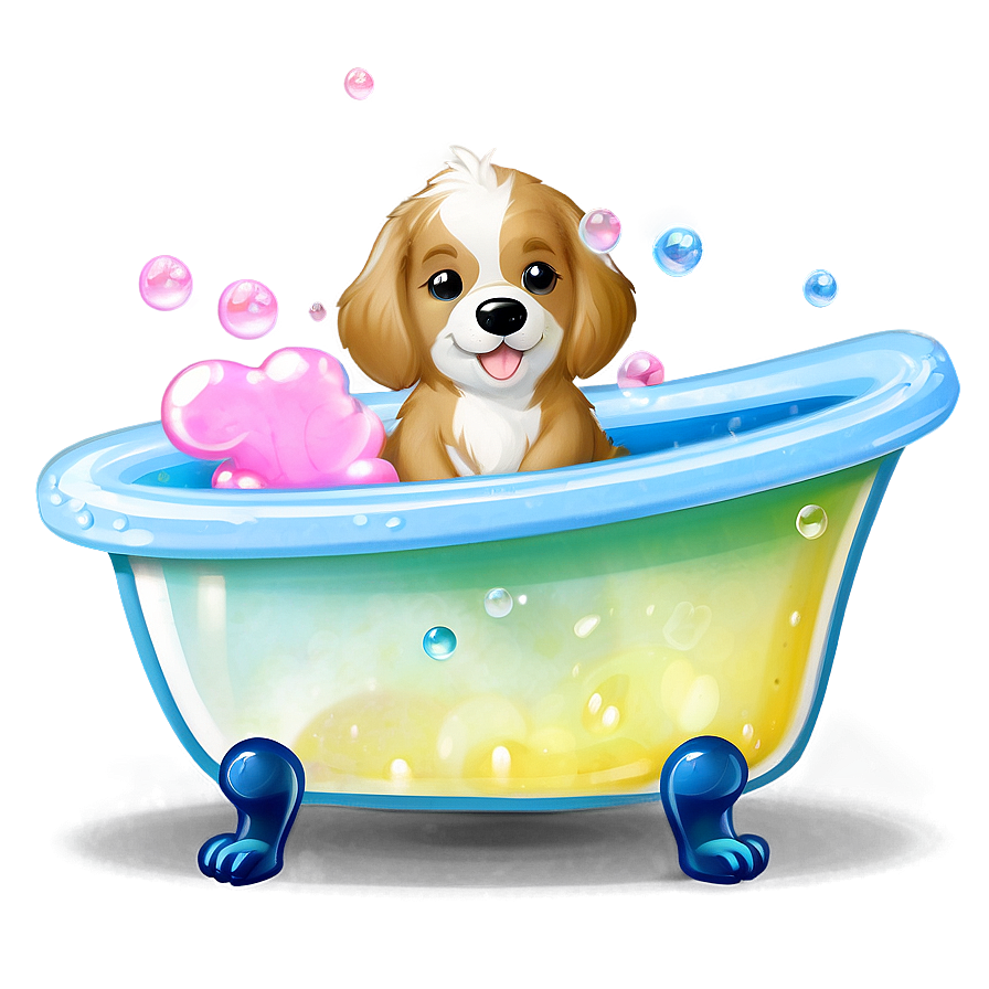 Kawaii Dog In A Bubble Bath Png Xpe