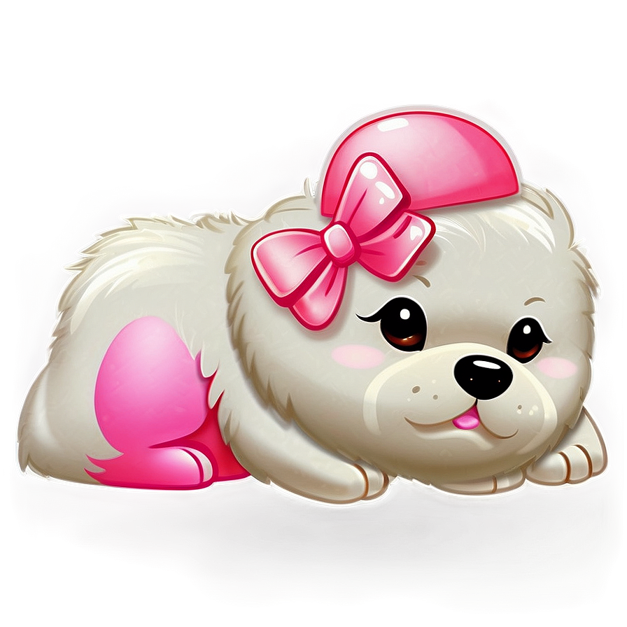 Kawaii Dog With A Bow Png 35