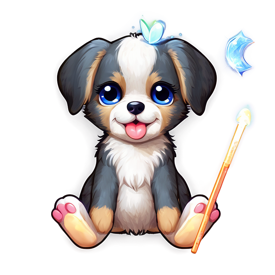 Kawaii Dog With A Magic Wand Png 97