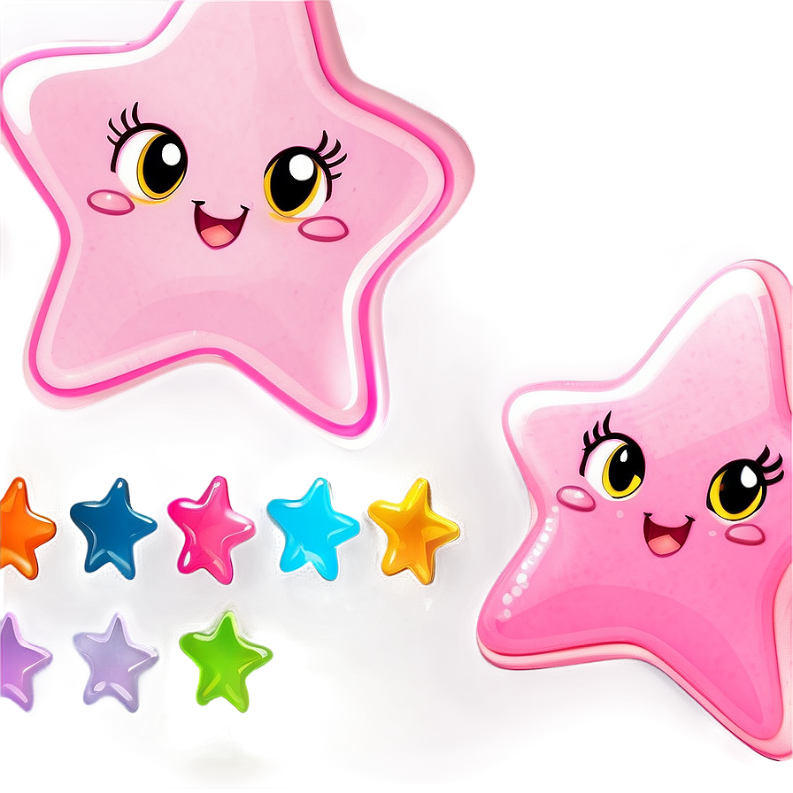 Kawaii Pink Stars Png 06122024