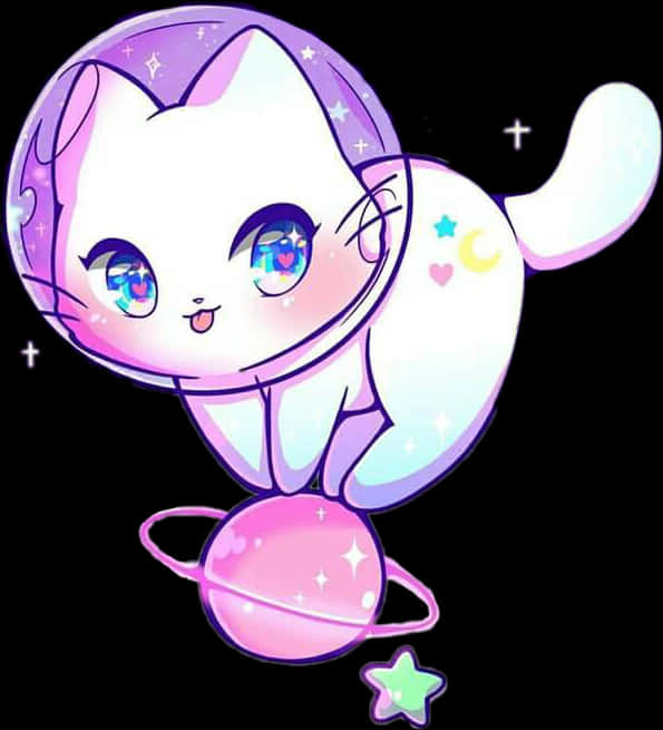 Kawaii Space Cat Cartoon