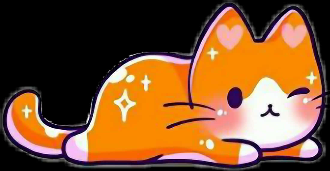 Kawaii_ Sparkling_ Orange_ Cat