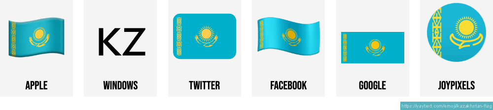 Kazakhstan Flag Emoji Variations