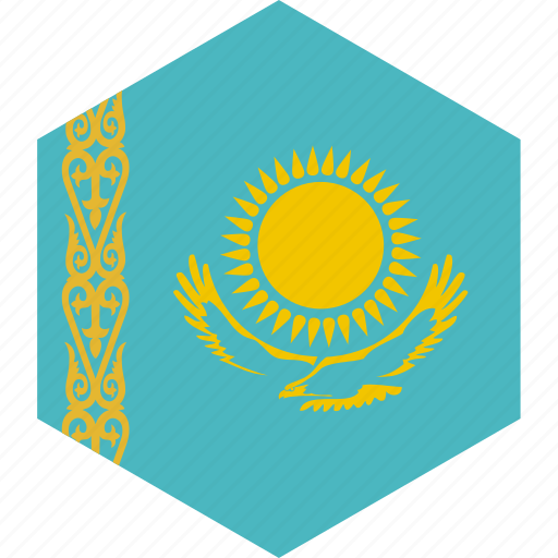 Kazakhstan Flag Graphic Hexagon