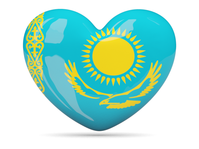 Kazakhstan Flag Heart Shaped Design