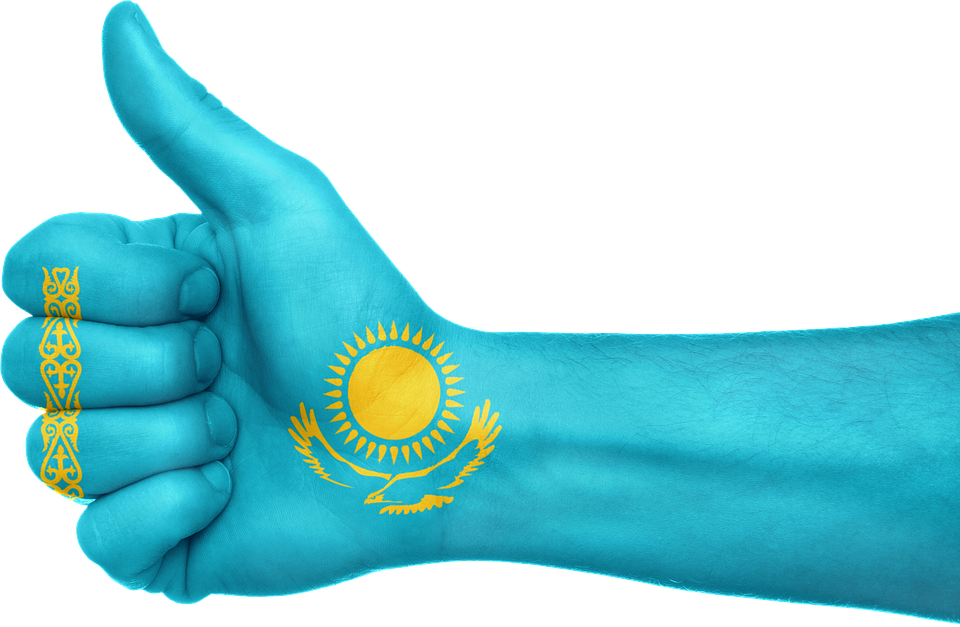 Kazakhstan Flag Thumbs Up Gesture