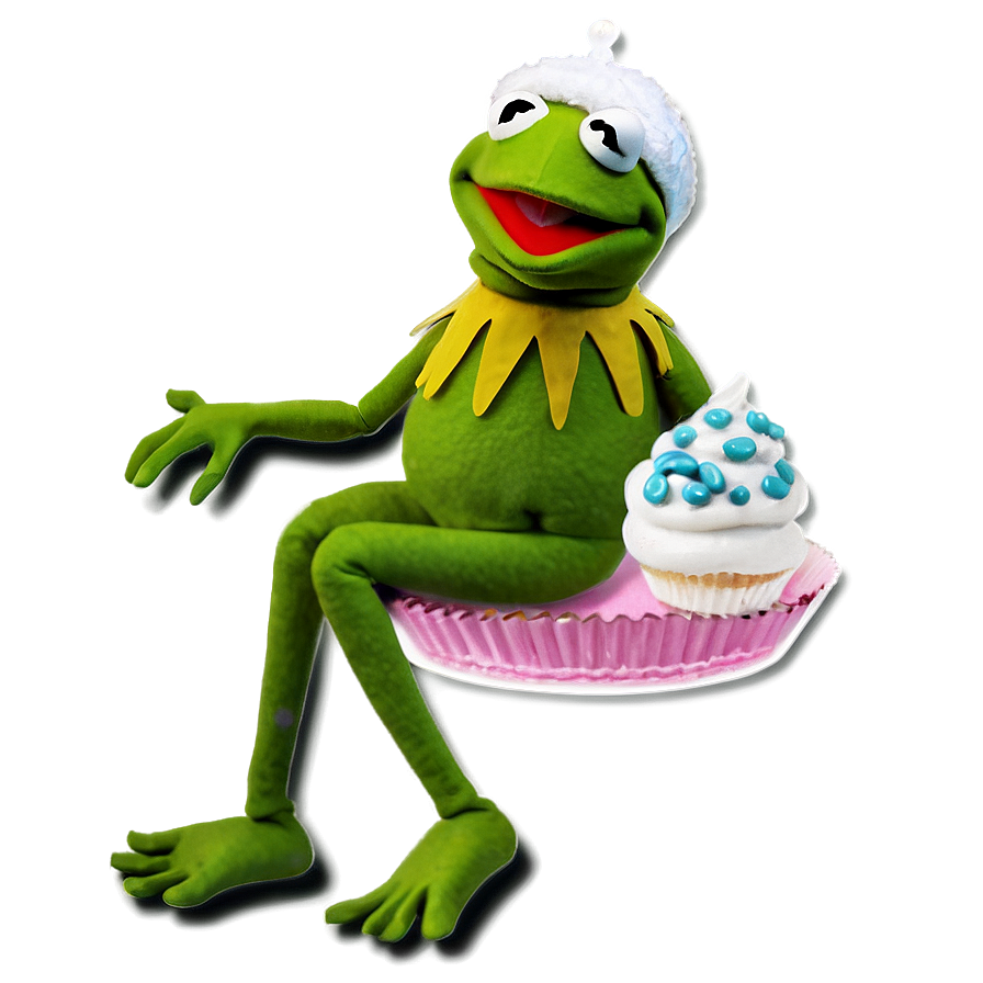 Kermit With Cupcake Png Jay
