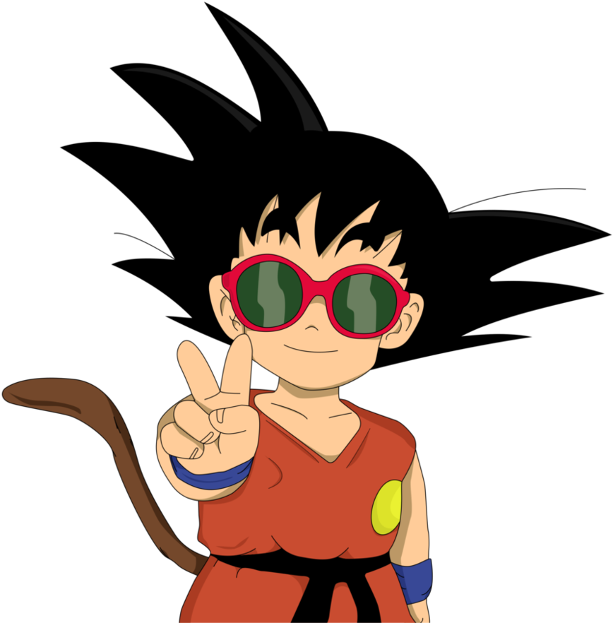 Kid Goku Peace Sign Anime Character