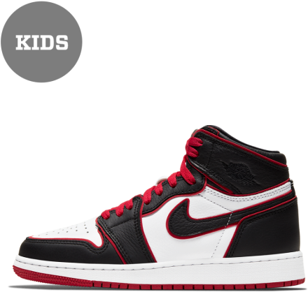 Kids Air Jordan1 Mid Black Red White