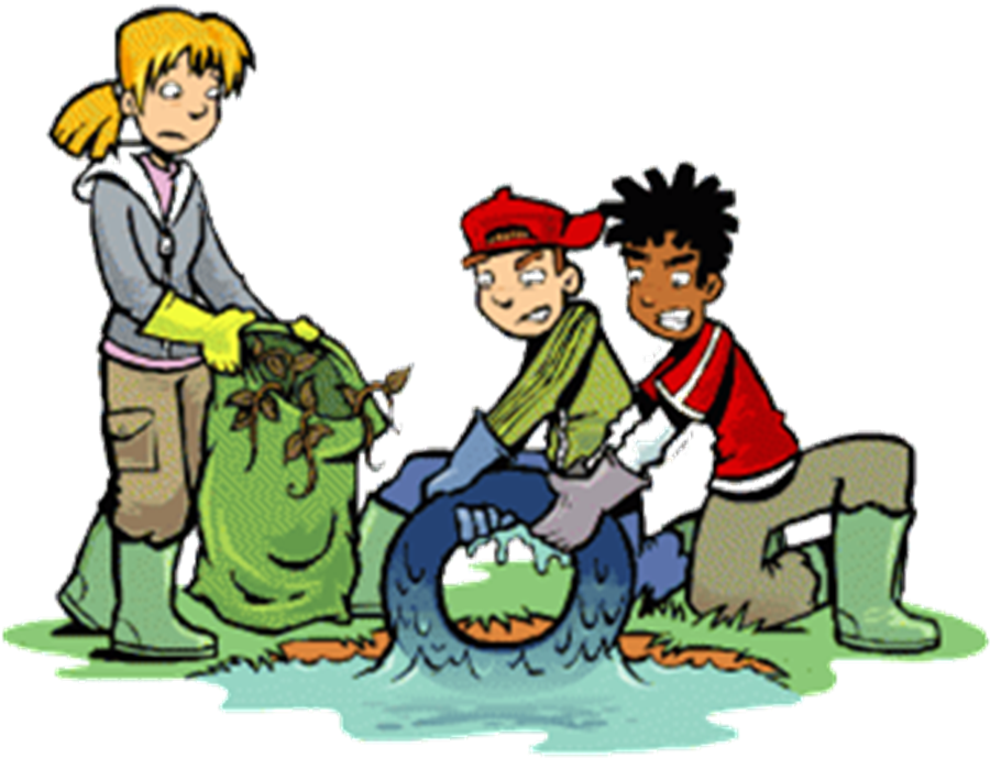 Kids Cleaning Up Environment Illustration