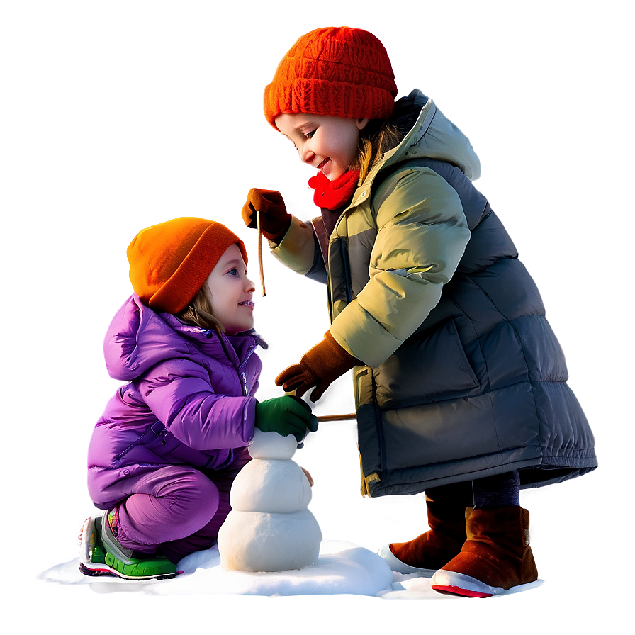 Kids Making Snowman Png Txf