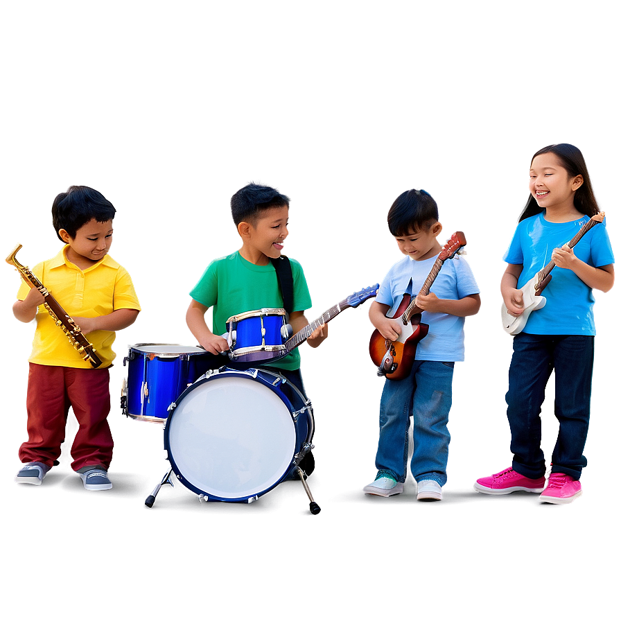 Kids Music Band Playing Png 06132024