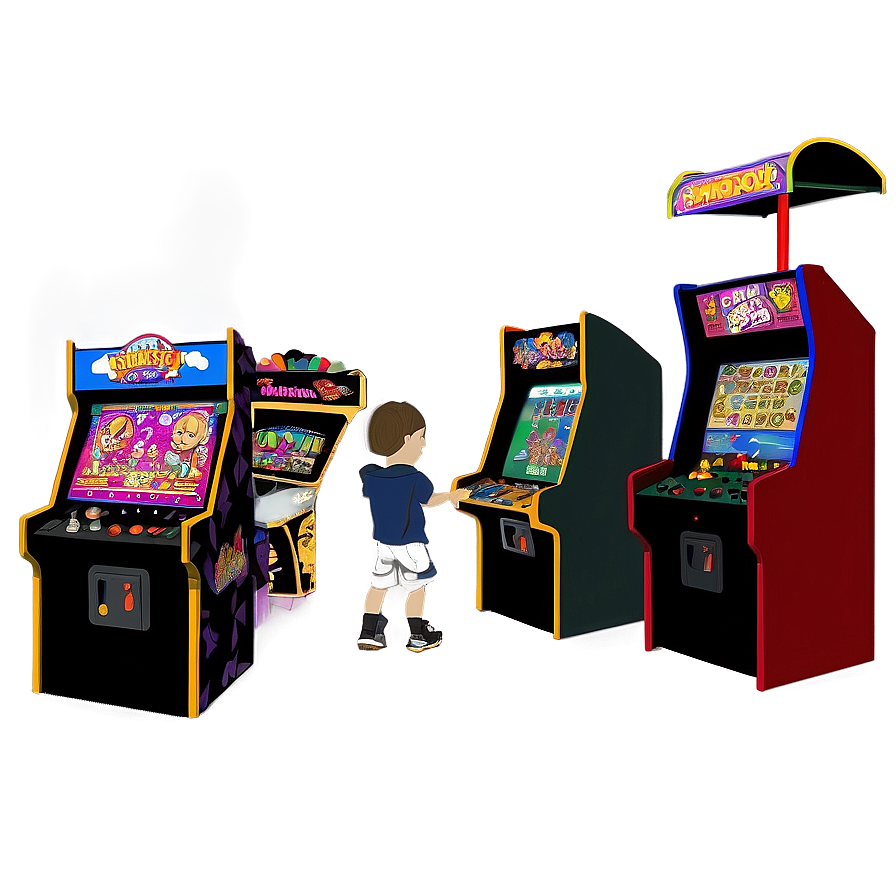 Kids Playing Arcade Games Png Gpk