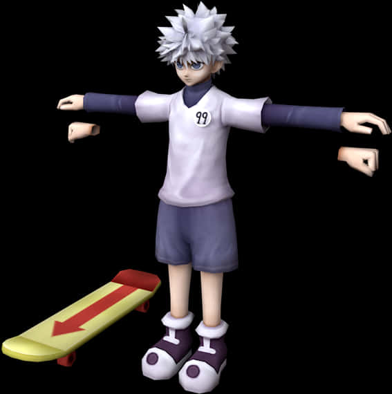 Killua Zoldyck Skateboard Pose