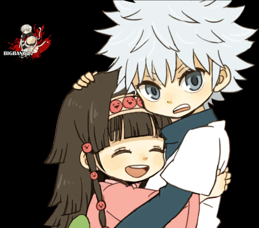 Killuaand Happy Girl Hug