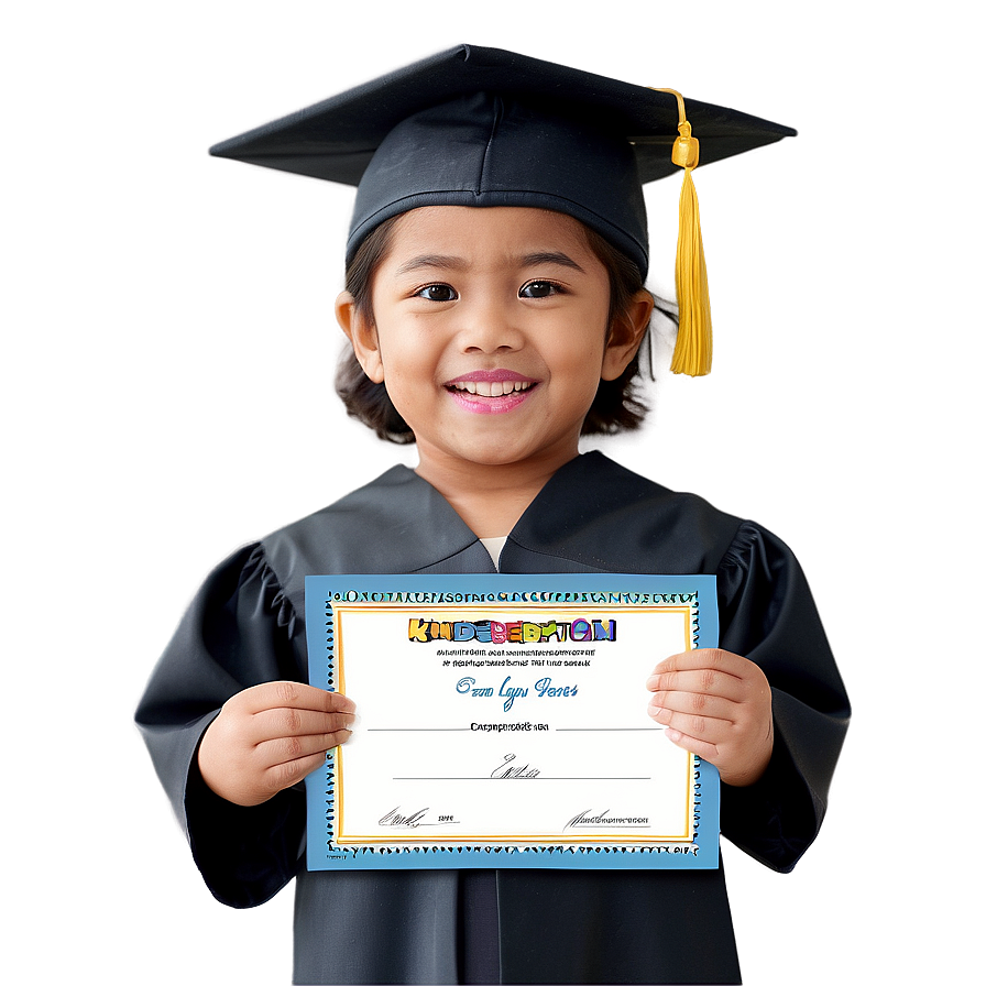 Kindergarten Graduates Holding Certificates Png Qhf88