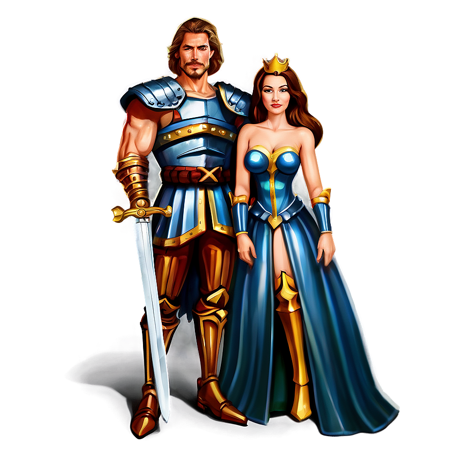 King And Queen With Swords Png Neg